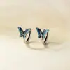 Brincos de Prata Esterlina S925 Nalan Estilo Literário Retrô Design de Nicho Elegante Borboleta Azul Prata Tailandesa M07148
