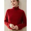 Tricô de Caxemira com Gola Rolê Torcida Feminino Pulôver Cor Pura Manga Longa Casual Simples Moda Quente Top Base