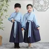 Hanfu para Niños, Traje Tradicional Chino, Traje de Erudito de Estilo Antiguo, Clásico de los Tres Caracteres, Reglas para Discípulos, Ropa para Actuaciones Infantiles, Estudiantes de Primaria