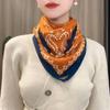 Lenço de seda com fivela magnética, cachecol quadrado feminino, outono e inverno, nova chegada, pingente preguiçoso, cachecol de dupla face, cachecol fashion, estilo ocidental, proteção para o pescoço