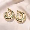 Pendientes de aro de metal con forma de C para paisajismo, moda para mujer, aro grueso exagerado, clip para oreja sin perforación, populares en Europa y América, transfronterizos