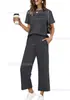Amazon Comercio Exterior Transfronterizo Europeo y Americano Primavera y Otoño Nueva Moda Cómodo Casual Deportivo Manga Corta Color Sólido Traje de Oficina para Mujer