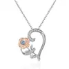 Collar de plata de ley S925 con forma de corazón y flor de rosa, bicolor, con doce piedras de nacimiento, colgante de Amazon y cadena para la clavícula, transfronterizo europeo y americano