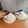 Novo Chapéu de Sol de Verão para Crianças, Chapéu de Sol Cartoon de Topo Aberto para Uso ao Ar Livre com Aba Larga para Cobrir o Rosto, Chapéu Infantil