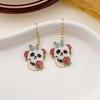 Aretes de Cuervo Divertidos Oscuros Transfronterizos Aretes de Dibujos Animados de Hongo Mariposa Halloween Rosa Aretes de Calavera