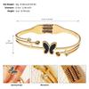 Pulsera de Resorte de Acero de Titanio Nueva de Moda Diario Combinable Lujo Ligero Pulsera Sin Color Trébol de Cuatro Hojas Dorado Pulsera Abierta para Mujer