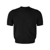 Camiseta de punto de alta gama para hombre, cuello semi-alto, manga corta, top de verano, camiseta sencilla, prenda exterior de punto moderna y elegante
