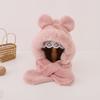 Chapéu de pelúcia para bebê, cachecol integrado, outono e inverno, proteção facial para bebês, chapéu fofo e quente para crianças, homens e mulheres