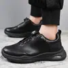 Zapatos de Hombre Transfronterizos, Estilo Primavera y Otoño, Estilo Coreano Zapatos Casuales de Hombre con Botón Giratorio, Zapatos Negros para el Trabajo, Zapatos Deportivos Elegantes y Simples