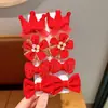Juego de Pasadores de Año Nuevo para Niñas, Accesorios Rojos Festivos para el Festival de Primavera, Pinza para Flequillo de Niña Pequeña, Pinza Lateral, Pinza para Cabello de Bebé