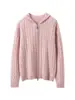 Novo Cardigan de Tricô Espesso com Capuz e Zíper 35% Cashmere Feminino Outono/Inverno 2026 Suéter Casaco Fashion