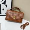 Bolsa de Mão de Luxo Acessível de Alta Qualidade Bolsa de Couro Genuíno Tecida à Mão 2025 Nova Moda Bolsa Satchel Bolsa de Noite Couro de Vaca Bolsa Quadrada Pequena
