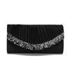 Bolsa de Noite Vestido de Baile com Pedrarias, Versátil Plissada Exquisita Acessório para Vestido de Casamento, Bolsa Envelope Simples para Mulheres