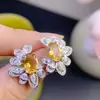 Venta al por mayor de fábrica Populares Pendientes de Citrino Natural Plata S925 Incrustado Piedra Principal 6X8 Venta Caliente Europeo y Americano Dropshipping