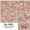 Redanco5D En relieve Popular Pegatinas para Uñas Caliente Plata y Oro Muñeco de Nieve Navideño Pegatinas Estereoscópicas para Uñas Dr1542