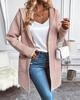 Abrigo de suéter de manga larga con capucha y bolsillo de color sólido suelto de Amazon europeo y americano para mujer, otoño e invierno transfronterizos de 2023