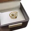 Popular Anillo Abierto con Forma de Serpiente de Piedra Ojo de Tigre Maillard para Mujer, Joyería de Mano de Zirconia Dorada de Lujo Ligero de Gama Alta