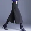 Nuevos pantalones de lana de pierna ancha para mujer, otoño 2026, nuevos pantalones casuales elegantes y con estilo, engrosados, de cintura alta, adelgazantes