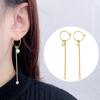 Brincos Redondos Longos com Franjas Estilo Europeu e Americano para Mulheres, Brincos de Tarraxa com Pérolas de Água Doce, Brincos de Pérolas de Água Doce Qingdao