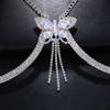 Cadena para el cuerpo con borlas de diamantes de imitación brillantes para mujer, soporte para el pecho, cadena para el cuerpo con borde cruzado