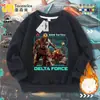 Moletom Delta Force Clothing Temático de Ação Lobo Vermelho Corrosão Rosa Dourada Gola Redonda para Homens e Crianças Manga Longa