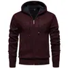 Suéter cárdigan grueso con capucha y forro polar de comercio exterior para hombre en stock, chaqueta de punto cálida casual para hombres jóvenes