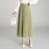 Moda Transfronteriza Elegante Falda Plisada de Malla de Longitud Media 2026 Otoño Versión Coreana Cintura Alta Adelgazante Falda de Corte Amplio
