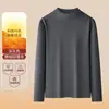 Camada de Base Térmica Masculina Outono/Inverno com Gola Meia-Alta, Toque Premium, Autotérmico, Gola Média, Camiseta Interna Casual de Manga Longa para Homens