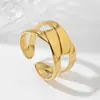 Nuevo Anillo Exquisito de Acero Inoxidable Dorado 18K de Cara Ancha, Personalidad y Elegancia Estilo Francés, Anillo Abierto de Comercio Exterior Transfronterizo al por Mayor