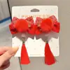 Grampo de Cabelo Vermelho de Ano Novo para Meninas, Presilha de Cabelo Infantil Fofa Estilo Antigo, Acessório de Cabeça Festivo de Ano Novo, Grampo de Cabelo com Atmosfera Alegre, Acessório de Cabelo