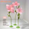 Grande flor de papel feita à mão com abertura e fechamento automáticos, flor rosa, girassol, flor de malha de seda, decoração de cena de casamento, linda Chen