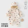Ropa para bebés y niños Anyang, ropa exterior con capucha para primavera y otoño, mameluco unisex para bebé, traje de gateo cálido con forro polar