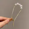 Elegante Pasador de la Dinastía Han Peine en Forma de U Artefacto para el Cabello Pasador con Cabeza de Bola Estilo Antiguo Adorno Fijo para el Cabello para Mujeres en la Parte Posterior de la Cabeza