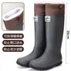 Botas de lluvia de camping cortavientos convenientes con cordón para mujer 2026, botas de agua de caña alta de moda para exteriores, zapatos de pareja al por mayor