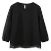 Camiseta Special Plus-Size, nuevo estilo de principios de otoño, top sencillo de encaje de manga tres cuartos para mujeres talla grande, camiseta básica para señoras talla grande 0809