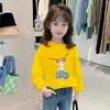 Camiseta Versátil Elegante Nova de Manga Longa para Meninas, Algodão Puro, Camisa Base Princesa para Primavera e Outono, Top da Moda Estilo Coreano