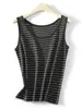 Top Regata Sem Manga de Linho Lyocell Opaco para Mulheres, Novo Estilo de Verão, Peça de Sobrepor ou de Baixo, Listrado com Gola Redonda
