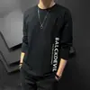 Camiseta de Manga Larga para Hombre 2024 Nueva Moda de Verano Coreana Holgada Camisa Base Ropa Camiseta Holgada Adolescentes