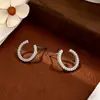 Pendientes de Plata de Ley 925 Completos de Diamante en Forma de C para Mujer, Lujo Ligero, Pendientes de Moda de Gama Alta, Accesorios Versátiles de Nicho de Venta Caliente Transfronteriza