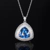 2024 nuevo Zhuang Shengsheng joyería cobre chapado en oro retro simulación azul cristal afilado conjunto triángulo grueso 17*1712*12