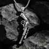 Collar con colgante de pistola para hombre, joyería de acero de titanio, colgante con forma dominante, venta al por mayor de fábrica SP560