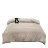 Conjunto de Cuatro Piezas Rayado de Hilo Puff Estilo Minimalista, Conjunto de Tres Piezas Simple de Algodón Puro Lavado para Dormitorio de Estudiante, Funda Nórdica, Sábana Ajustable 3