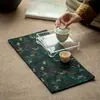 Moji Arte de Tela Hecho a Mano Mariposa Verde Colección de Accesorios para Ceremonia de Té: Tapete de Té Turquesa, Paño de Té, Bolsa para Juego de Té, Bolsa de Almacenamiento Portátil