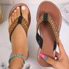 Chanclas Planas de Tanga Transfronterizas para Mujer Verano Comercio Exterior Talla Grande Retro Casual Estilo Étnico Sandalias de Vacaciones