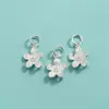 Colgante de Flor de Cinco Pétalos de Plata de Ley S925 Colgante de Doble Anillo Puede Colgar Bolas Accesorios de Cristal Colgante para Pulsera DIY