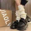 Calcetines de Punto Grises Holgados para Mujer, Otoño e Invierno, Adelgazantes y Versátiles, Calentadores de Piernas Simples para Mujer