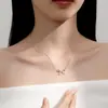 Colar de Laço em Prata S925, Design de Nicho Levemente Luxuoso, Corrente de Clavícula de Alta Qualidade, Cheio de Diamantes, Corrente de Pescoço Versátil e Elegante em Prata Esterlina
