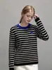 Bordado Listrado Manga Longa Tricô Novo Estilo Roupa Externa Proteção Solar Cardigã Moda Solto Fino Top Outono Inicial 7894