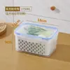 Cesta Escurridora de Doble Capa Juego de Tres Piezas, Caja Conservadora de Frescura, Caja de Almacenamiento Sellada para Refrigerador, Caja de Almacenamiento para Refrigerador de Conservación de Frutas con Tapa