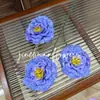 Nuevo Modelo de Flores de Hibisco Artificiales de 3 Cabezas, Flores Artificiales de Hibisco Estilo Pintura al Óleo para Bodas, Decoraciones de Salón de Bodas y Decoración del Hogar